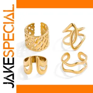 Geometric Stainless Steel Gold Open Ring 2.5mm