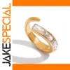 Unisex Stainless Steel Zirconia Open Ring