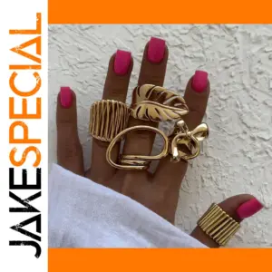 Elegant Gold Stainless Steel Leaf Ring