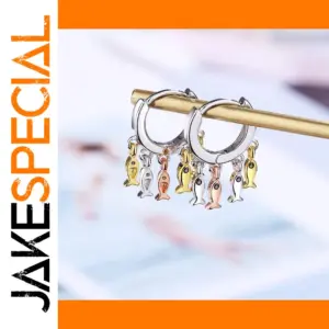 Fish Tassel Earrings with Multi-Tone Fish Charms