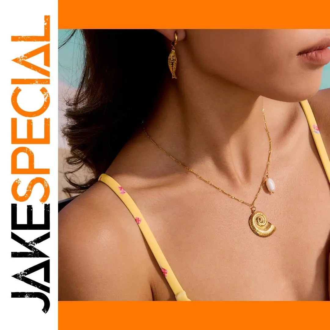 Elegant Stainless Steel Gold Conch Necklace for Women 1 Elegant Stainless Steel Gold Conch Necklace for Women