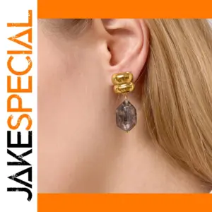 Vintage Stainless Steel Gold and Resin Drop Earrings