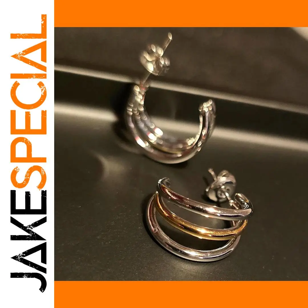 Stainless Steel Dual-Color Geometric Earrings 1 Stainless Steel Dual-Color Geometric Earrings