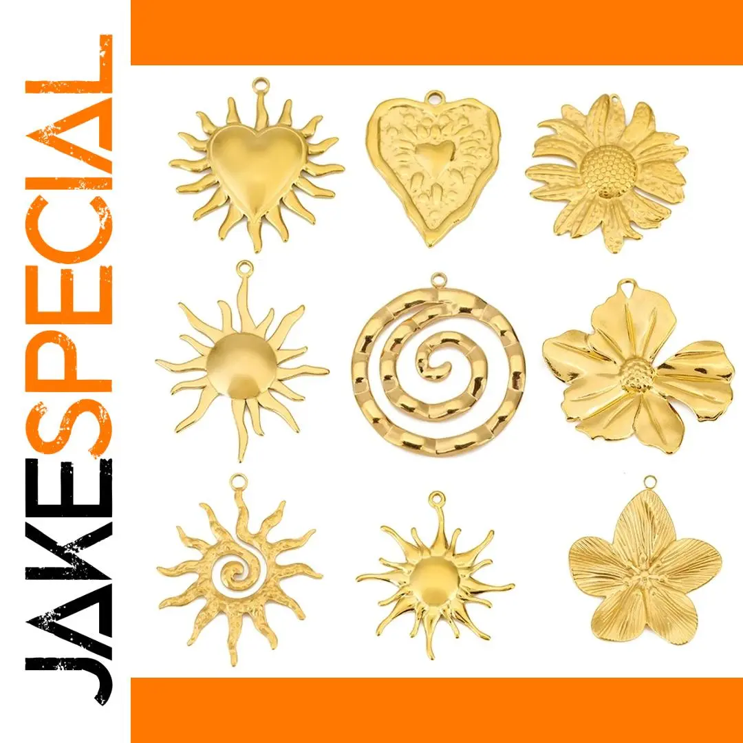 Stainless Steel Charm Set with Gold PVD Finish 1 Stainless Steel Charm Set with Gold PVD Finish