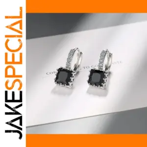 Black Cubic Zirconia Stud Earrings for Women