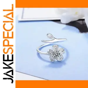 Elegant Floral Zircon Ring with Silver Band