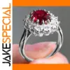 Elegant Red Cubic Zirconia Ring for Women