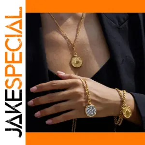 Vintage Stainless Steel Gold Pendant Necklace