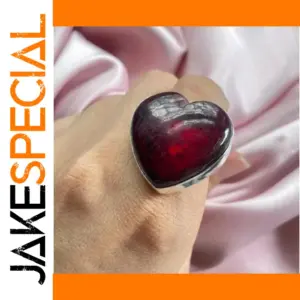Heart-Shaped Red Stone Ring in Silver Finish