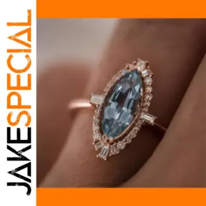 Rose Gold Women’s Ring with Blue Zircon