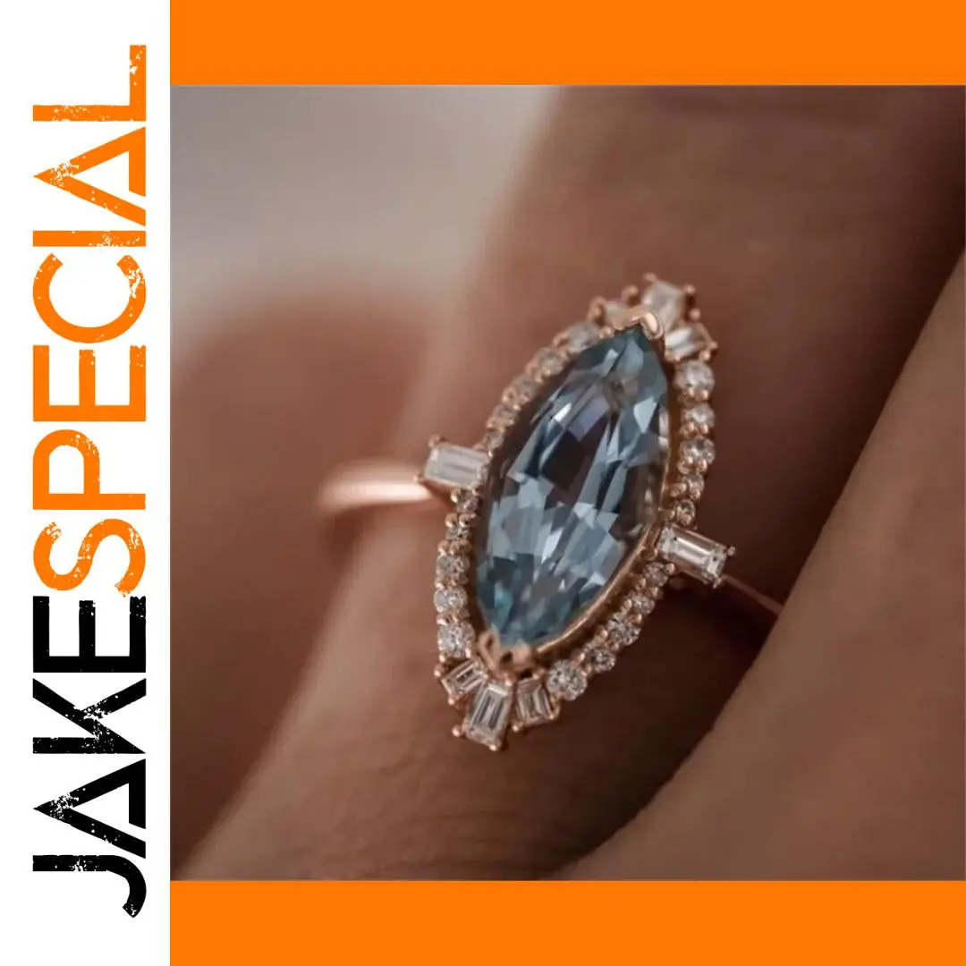 Rose Gold Women’s Ring with Blue Zircon 1 Rose Gold Women’s Ring with Blue Zircon