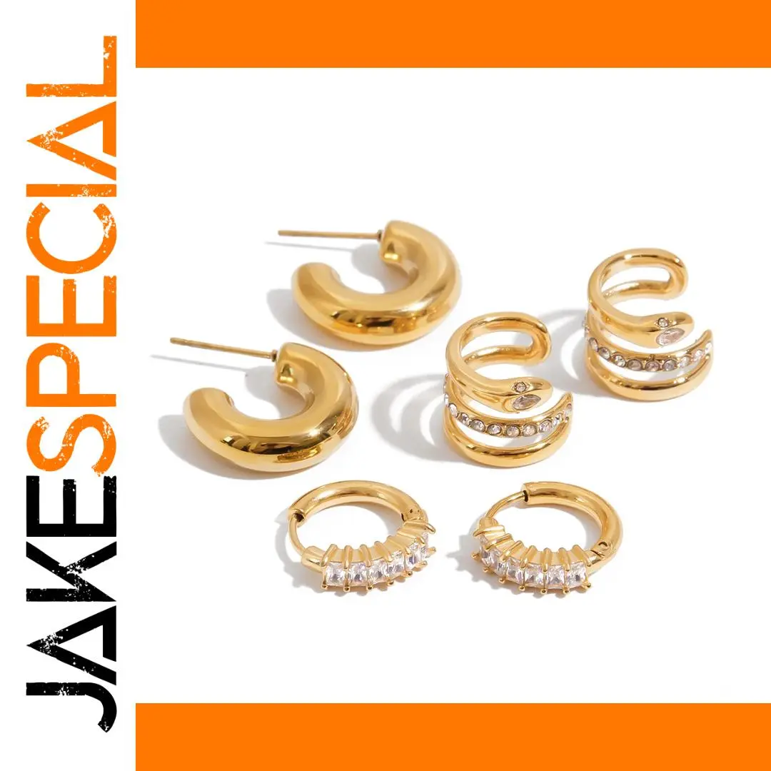Waterproof Gold Steel Earrings for Sensitive Skin 1 Waterproof Gold Steel Earrings for Sensitive Skin