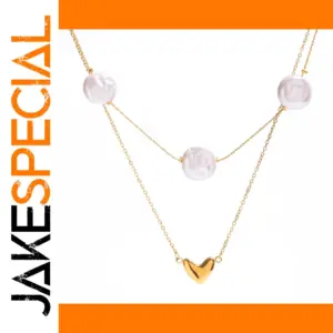 Elegant Stainless Steel Pearl and Heart Necklace Set