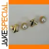 Vintage Stainless Steel Gold Pearl Stud Earrings