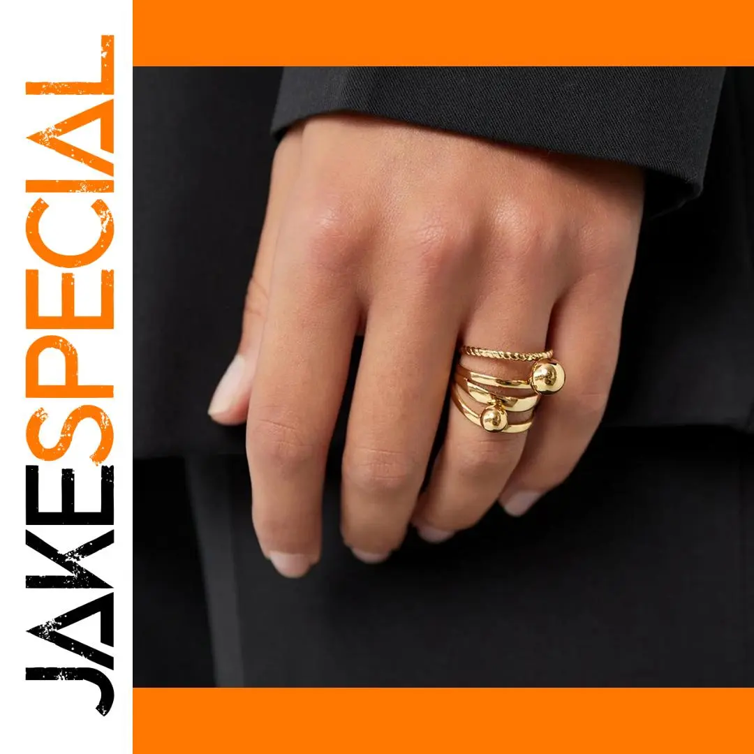 Elegant Gold Stainless Steel Multi-Layer Ring Set 1 Elegant Gold Stainless Steel Multi-Layer Ring Set