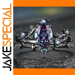 Elegant Black and Blue Zircon Cocktail Ring