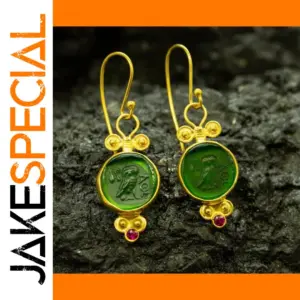 Vintage Bird Drop Earrings with Red and Green Accents