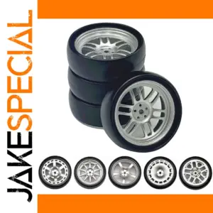 1/18 Scale RC Drift Tires Set with Silver Rims