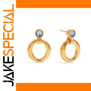 Stainless Steel Blue Zirconia Hoop Earrings