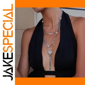 Stainless Steel Layered Necklace with Heart Pendant