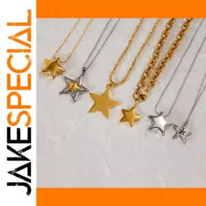 Gold Stainless Steel Star Necklace