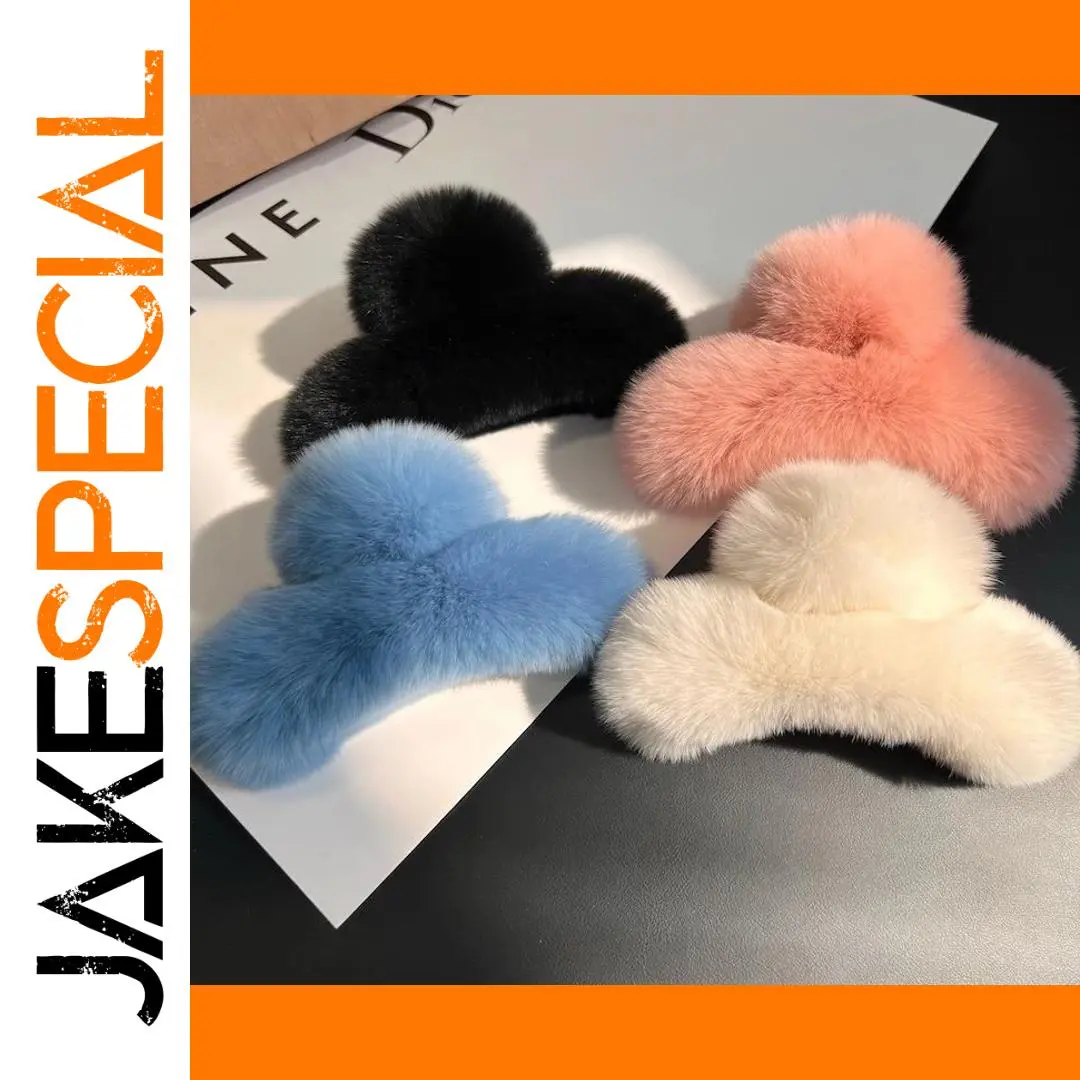 Plush Bunny Fur Hair Clip for Women 1 Plush Bunny Fur Hair Clip for Women