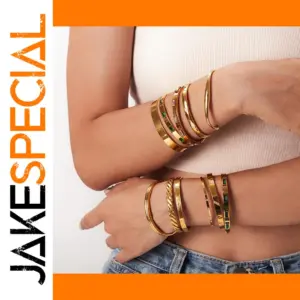 Stainless Steel Bangle Set with Cubic Zirconia