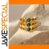 Stainless Steel Malachite Adjustable Ring