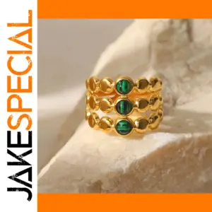 Stainless Steel Malachite Adjustable Ring