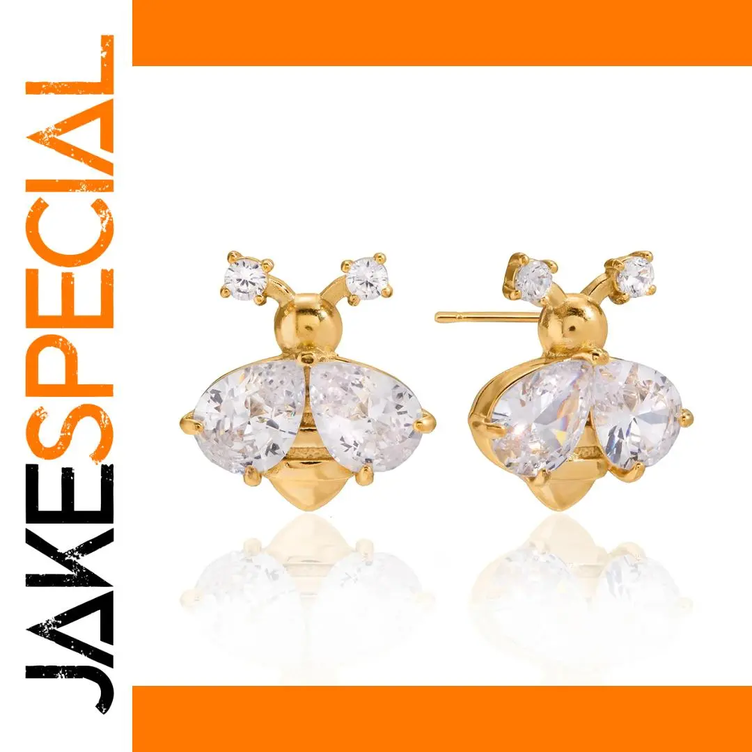 Stainless Steel Gold Bee Stud Earrings 1 Stainless Steel Gold Bee Stud Earrings