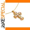 Gold-Toned Stainless Steel Cross Necklace JDN2411002
