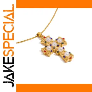 Gold-Toned Stainless Steel Cross Necklace JDN2411002