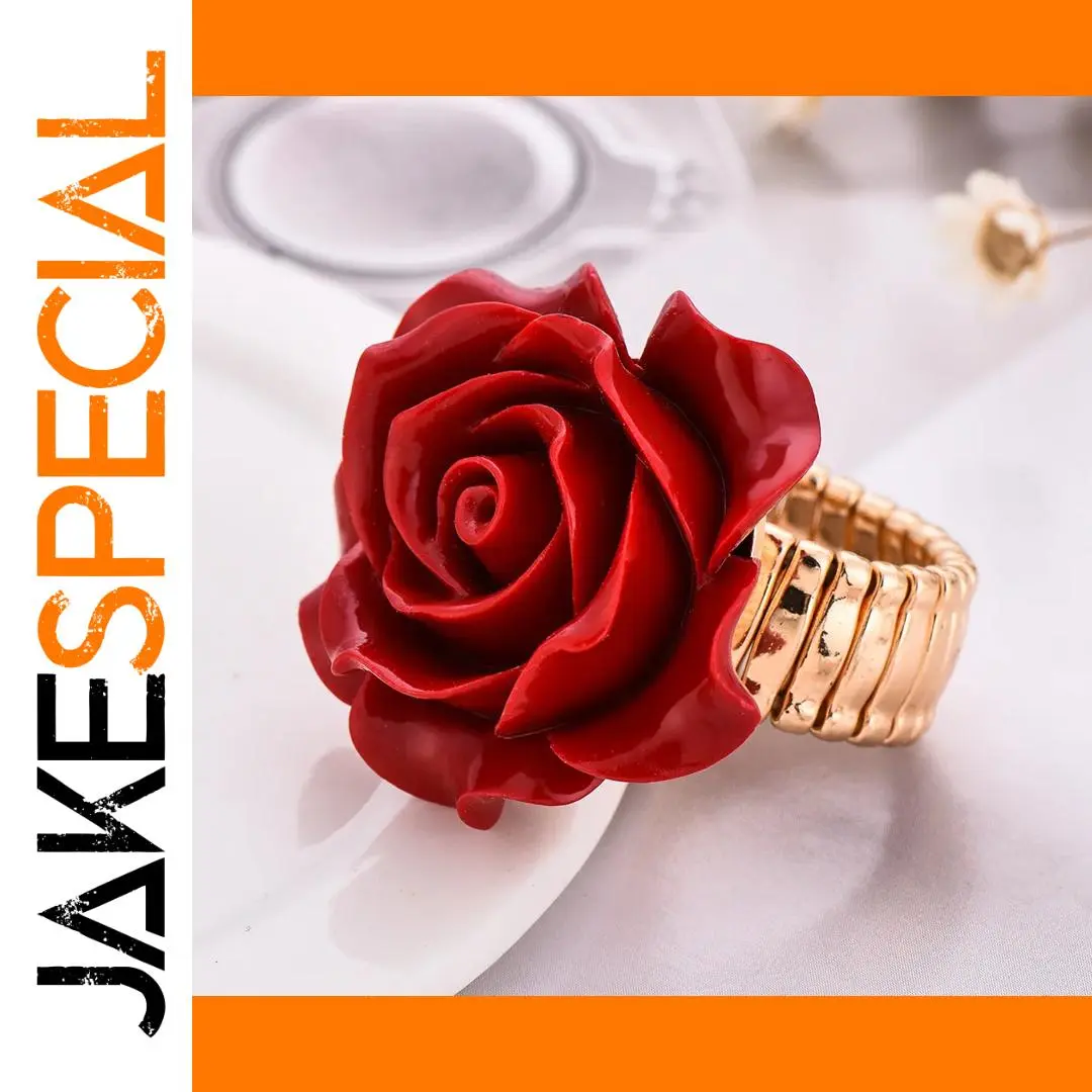 Red Rose Cocktail Ring with Cubic Zirconia 1 Red Rose Cocktail Ring with Cubic Zirconia