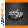 Silver Leaf Ring with Cubic Zirconia
