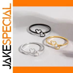 Double Heart Stainless Steel Ring for Women and Men
