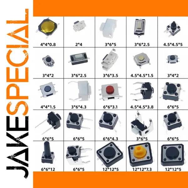 Micro Rocker Tact Switch 125-Piece Micro Tact Switch Set for Electronics | JakeSpecial