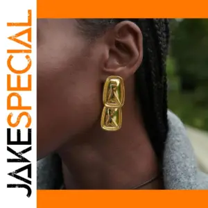 Gold Stainless Steel Geometric Earrings JDEW2312099