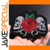 Double Skull Rose Iron-On Patch 10x7.8 cm