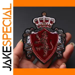 Lion Crown Embroidered Iron-On Patch 9x6.7 cm