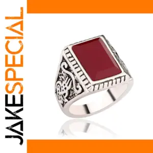 Vintage Unisex Jewelry Ring with Red or Black Stone