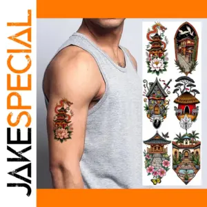 Vibrant Asian-Inspired Temporary Tattoo Set