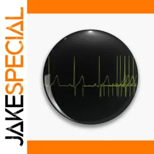 Heartbeat EKG Pin with Black Background