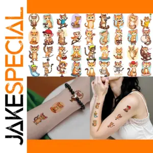 Colorful Cartoon Animal Temporary Tattoos Set
