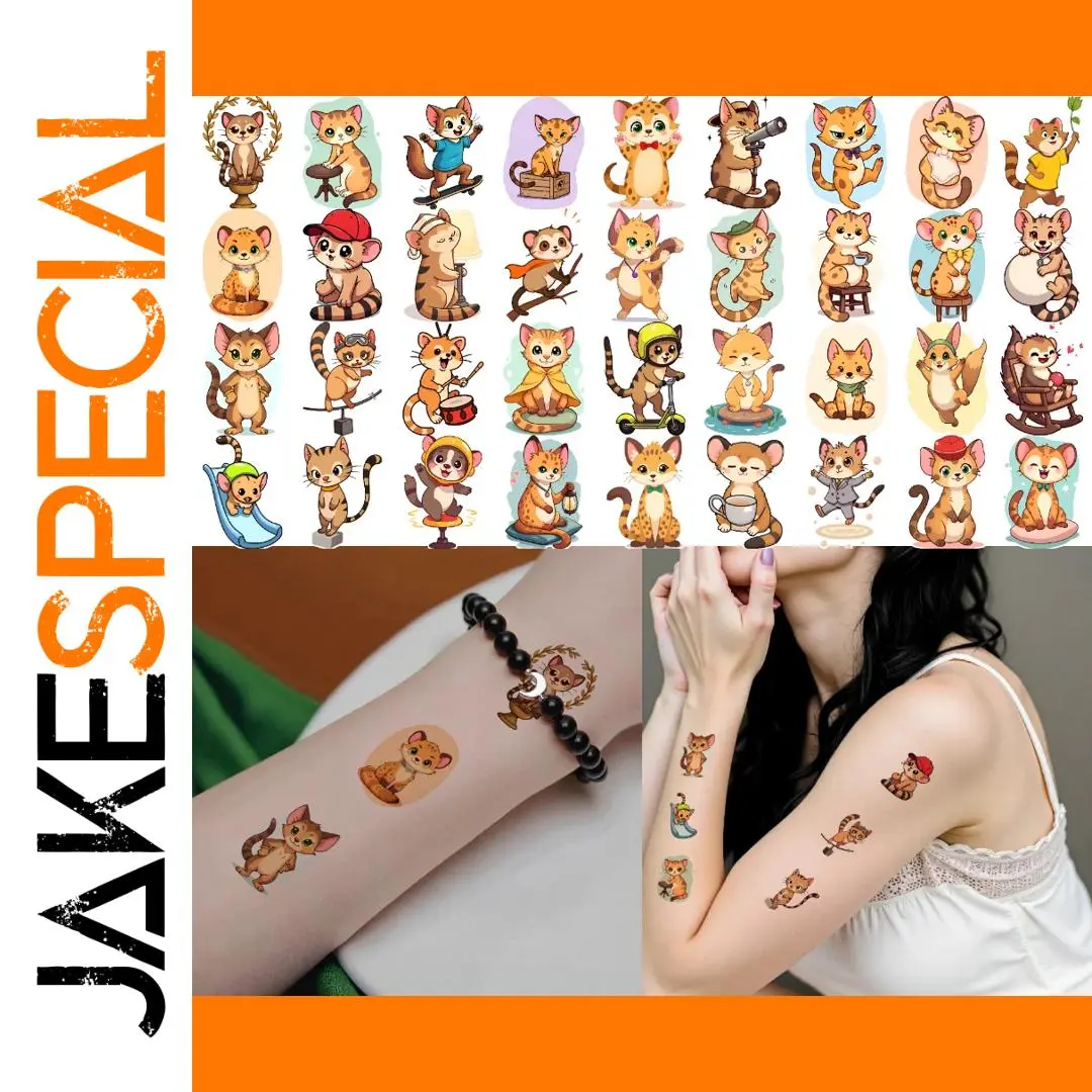 Colorful Cartoon Animal Temporary Tattoos Set 1 Colorful Cartoon Animal Temporary Tattoos Set