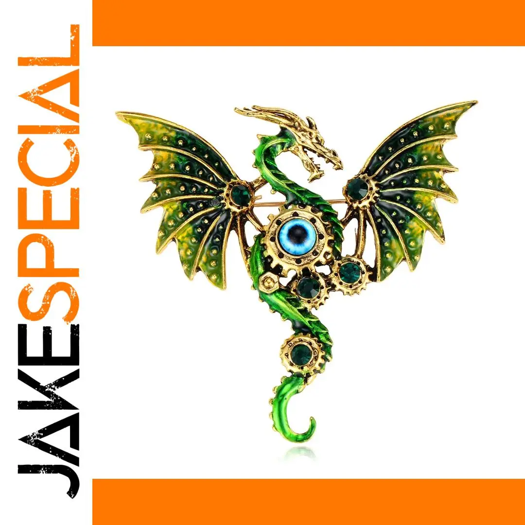 Fantasy Dragon Brooch with Gem Accents 1 Fantasy Dragon Brooch with Gem Accents