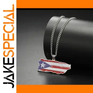 Stainless Steel Puerto Rico Map Necklace