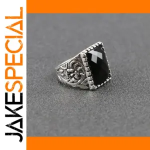 Vintage Silver-Black Teardrop Ring