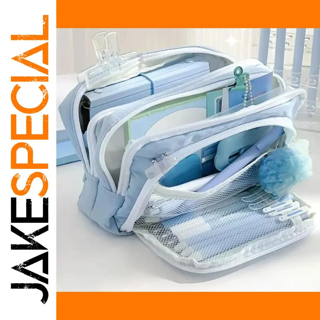 Multi-Layer Pastel Blue Pencil Organizer 1 Multi-Layer Pastel Blue Pencil Organizer
