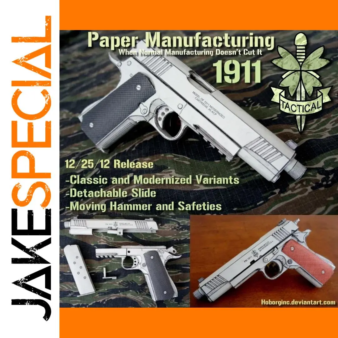 1911 Pistol 3D Paper Model Kit 1 1911 Pistol 3D Paper Model Kit