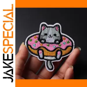 Cartoon Cat Donut Patch 7x7 cm Iron-On